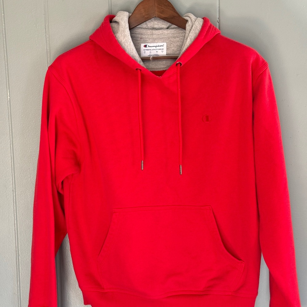 Champion Mens Red Hoodie Pullover Blank‎ Size M Collegiate Streetwear sweatshirt